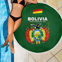 Bolivia Independence Day Beach Blanket Coat Of Arms Libre Y Soberana Heritage Art Broken Chains