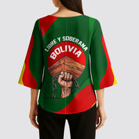Bolivia Independence Day Kimono Sleeve Blouse Coat Of Arms Libre Y Soberana Heritage Art Broken Chains