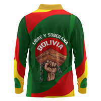 Bolivia Independence Day Long Sleeve Polo Shirt Coat Of Arms Libre Y Soberana Heritage Art Broken Chains