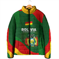 Bolivia Independence Day Padded Jacket Coat Of Arms Libre Y Soberana Heritage Art Broken Chains