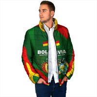 Bolivia Independence Day Padded Jacket Coat Of Arms Libre Y Soberana Heritage Art Broken Chains