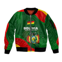 Bolivia Independence Day Sleeve Zip Bomber Jacket Coat Of Arms Libre Y Soberana Heritage Art Broken Chains