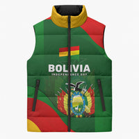 Bolivia Independence Day Sleeveless Puffer Jacket Coat Of Arms Libre Y Soberana Heritage Art Broken Chains