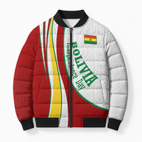 Bolivia Independence Day Map Flag Bomber Puffer Jacket Freedom Heritage National Coat Of Arms Accents