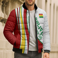 Bolivia Independence Day Map Flag Bomber Puffer Jacket Freedom Heritage National Coat Of Arms Accents