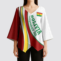 Bolivia Independence Day Map Flag Kimono Sleeve Blouse Freedom Heritage National Coat Of Arms Accents