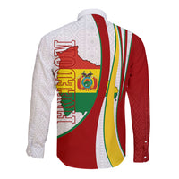 Bolivia Independence Day Map Flag Long Sleeve Button Shirt Freedom Heritage National Coat Of Arms Accents