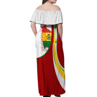Bolivia Independence Day Map Flag Off Shoulder Maxi Dress Freedom Heritage National Coat Of Arms Accents