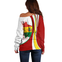 Bolivia Independence Day Map Flag Off Shoulder Sweater Freedom Heritage National Coat Of Arms Accents