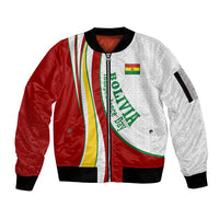 Bolivia Independence Day Map Flag Sleeve Zip Bomber Jacket Freedom Heritage National Coat Of Arms Accents