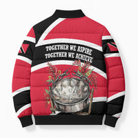 Trinidad And Tobago Independence Day Scarlet Ibis Bomber Puffer Jacket Steelpan Heritage National Flag