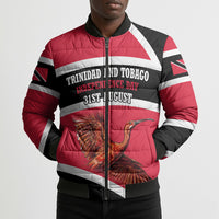 Trinidad And Tobago Independence Day Scarlet Ibis Bomber Puffer Jacket Steelpan Heritage National Flag