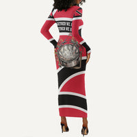 Trinidad And Tobago Independence Day Scarlet Ibis Long Sleeve Bodycon Dress Steelpan Heritage National Flag