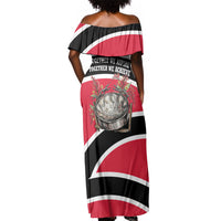Trinidad And Tobago Independence Day Scarlet Ibis Off Shoulder Maxi Dress Steelpan Heritage National Flag