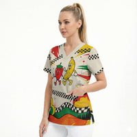 Support Your Fruity Friends Love Wins Gay Pride Scrub Top LGBTQ Retro 30s Cartoon Checkered