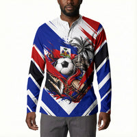 Haiti World Football Mondyal 2026 Button Sweatshirt Pride Ayiti Caribbean Culture Patriotic Crest