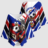 Haiti World Football Mondyal 2026 Kimono Sleeve Blouse Pride Ayiti Caribbean Culture Patriotic Crest