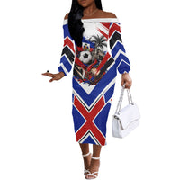 Haiti World Football Mondyal 2026 Off The Shoulder Long Sleeve Dress Pride Ayiti Caribbean Culture Patriotic Crest