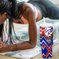 Haiti World Football Mondyal 2026 Tumbler With Handle Pride Ayiti Caribbean Culture Patriotic Crest