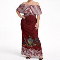 Personalized Pennsylvania Coat Of Arms Off Shoulder Maxi Dress Street Art Graffiti Graphic