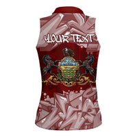 Personalized Pennsylvania Coat Of Arms Women Sleeveless Polo Shirt Street Art Graffiti Graphic