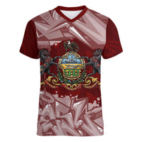 Personalized Pennsylvania Coat Of Arms Women V-Neck T-Shirt Street Art Graffiti Graphic