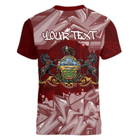 Personalized Pennsylvania Coat Of Arms Women V-Neck T-Shirt Street Art Graffiti Graphic