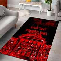 Personalized Pennsylvania Philadelphia Museum Of Art Area Rug Red Grunge Paint Splatter Graphic