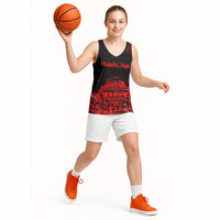 Personalized Pennsylvania Philadelphia Museum Of Art Basketball Jersey Red Grunge Paint Splatter Graphic