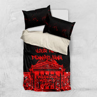 Personalized Pennsylvania Philadelphia Museum Of Art Bedding Set Red Grunge Paint Splatter Graphic