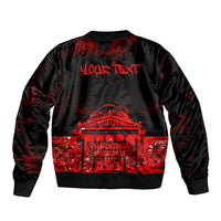 Personalized Pennsylvania Philadelphia Museum Of Art Bomber Jacket Red Grunge Paint Splatter Graphic