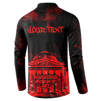Personalized Pennsylvania Philadelphia Museum Of Art Button Sweatshirt Red Grunge Paint Splatter Graphic