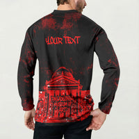 Personalized Pennsylvania Philadelphia Museum Of Art Button Sweatshirt Red Grunge Paint Splatter Graphic