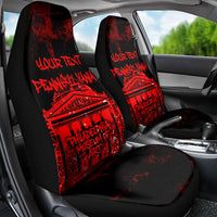 Personalized Pennsylvania Philadelphia Museum Of Art Car Seat Cover Red Grunge Paint Splatter Graphic