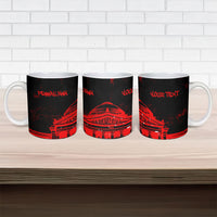Personalized Pennsylvania Philadelphia Museum Of Art Ceramic Mug Red Grunge Paint Splatter Graphic