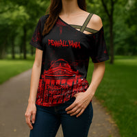 Personalized Pennsylvania Philadelphia Museum Of Art Cross Shoulder Shirt Red Grunge Paint Splatter Graphic
