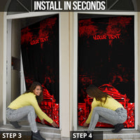 Personalized Pennsylvania Philadelphia Museum Of Art Door Cover Red Grunge Paint Splatter Graphic
