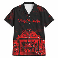 Personalized Pennsylvania Philadelphia Museum Of Art Hawaiian Shirt Red Grunge Paint Splatter Graphic
