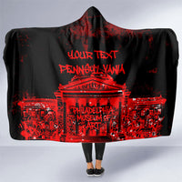 Personalized Pennsylvania Philadelphia Museum Of Art Hooded Blanket Red Grunge Paint Splatter Graphic