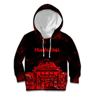 Personalized Pennsylvania Philadelphia Museum Of Art Kid Hoodie Red Grunge Paint Splatter Graphic