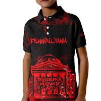 Personalized Pennsylvania Philadelphia Museum Of Art Kid Polo Shirt Red Grunge Paint Splatter Graphic