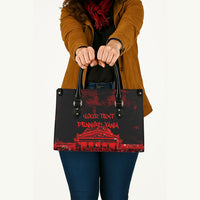 Personalized Pennsylvania Philadelphia Museum Of Art Leather Bag Red Grunge Paint Splatter Graphic