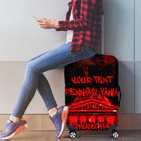 Personalized Pennsylvania Philadelphia Museum Of Art Luggage Cover Red Grunge Paint Splatter Graphic