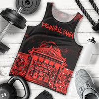 Personalized Pennsylvania Philadelphia Museum Of Art Men Tank Top Red Grunge Paint Splatter Graphic
