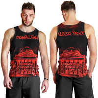 Personalized Pennsylvania Philadelphia Museum Of Art Men Tank Top Red Grunge Paint Splatter Graphic