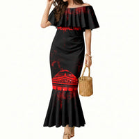 Personalized Pennsylvania Philadelphia Museum Of Art Mermaid Dress Red Grunge Paint Splatter Graphic