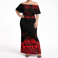 Personalized Pennsylvania Philadelphia Museum Of Art Off Shoulder Maxi Dress Red Grunge Paint Splatter Graphic