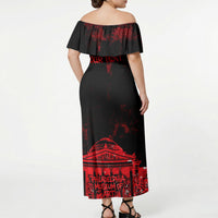 Personalized Pennsylvania Philadelphia Museum Of Art Off Shoulder Maxi Dress Red Grunge Paint Splatter Graphic