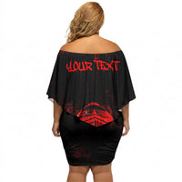Personalized Pennsylvania Philadelphia Museum Of Art Off Shoulder Short Dress Red Grunge Paint Splatter Graphic