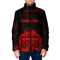 Personalized Pennsylvania Philadelphia Museum Of Art Padded Jacket Red Grunge Paint Splatter Graphic